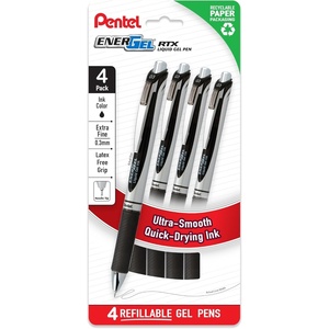 image:imagePentel EnerGel RTX Liquid Gel Pens Needle Tip UltraFine 03mm Blue Ink 4pk BLN73PF4CBlack