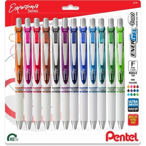 image:imagePentel EnerGel RTX Pearl Liquid Gel Pen 05mm Needle Tip Fine Line Asstd Ink 12Pk12 Count Pack of 1