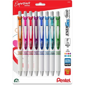 image:imagePentel EnerGel RTX Pearl Liquid Gel Pen 05mm Needle Tip Fine Line Asstd Ink 12Pk8 Count Pack of 1