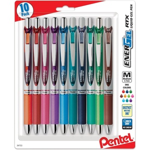 image:imagePentel EnerGel RTX Retractable Liquid Gel Pen 07mm Medium Line Metal Tip Assorted Ink 10Pk BL77BP10M10 Count Pack of 1