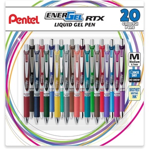 image:imagePentel EnerGel RTX Retractable Liquid Gel Pen 07mm Medium Line Metal Tip Assorted Ink 10Pk BL77BP10M20 Count Pack of 1
