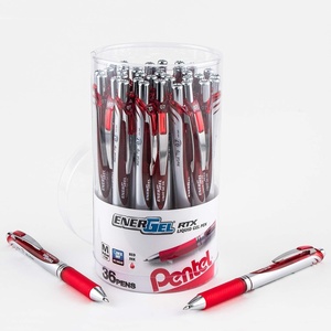 image:imagePentel EnerGel RTX Retractable Liquid Gel Pen Canister 07mm Medium Line Blue Ink BL77PC36C Pack of 1 36 Count TotalRed