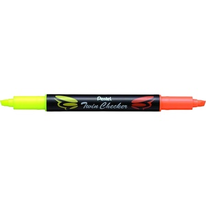 image:imagePentel Twin Checker Dualtip Highlighter Chisel Tip YellowBlue Ink Pack of 12 SLW8GSYellowOrange