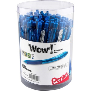 image:imagePentel WOW Ballpoint Pen 10mm Medium Line Blue Ink Pack of 60 Canister BK440PC60CBlue
