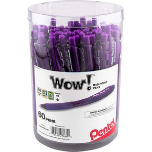image:imagePentel WOW Ballpoint Pen 10mm Medium Line Blue Ink Pack of 60 Canister BK440PC60CPurple