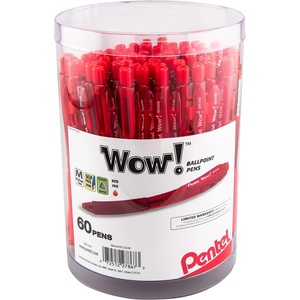 image:imagePentel WOW Ballpoint Pen 10mm Medium Line Blue Ink Pack of 60 Canister BK440PC60CRed