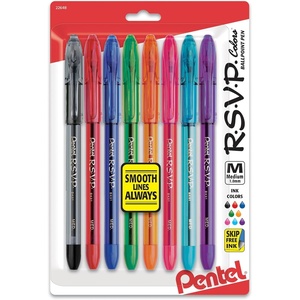 image:imagePentel RSVP Ballpoint Pen 10mm Medium Line Assorted Ink Pack of 8 BK91CRBP8MMulticolor
