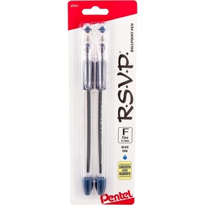 image:imagePentel RSVP Ballpoint Pen Fine Line Blue Ink BK90BP2C Pack of 1 2 Count TotalBlue