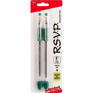 image:imagePentel RSVP Ballpoint Pen Fine Line Blue Ink BK90BP2C Pack of 1 2 Count TotalGreen
