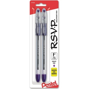 image:imagePentel RSVP Ballpoint Pen Fine Line Blue Ink BK90BP2C Pack of 1 2 Count TotalPurple