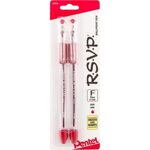 image:imagePentel RSVP Ballpoint Pen Fine Line Blue Ink BK90BP2C Pack of 1 2 Count TotalRed