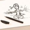 image:imagePentel Arts Sign Pen Touch Fude Brush Tip Black Ink  1 Pack SES15NBPABlackGreySepia