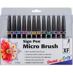 image:imagePentel Arts Sign Pen Micro Brush Assorted Ink FNPSVY 6pk SESF30BP6M112 Count Pack of 1