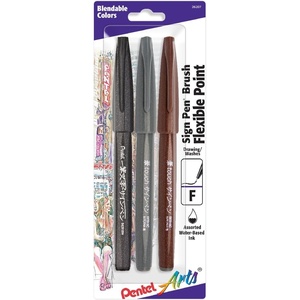 image:imagePentel Arts Sign Pen Touch Fude Brush Tip Black Ink  1 Pack SES15NBPABlackGreySepia