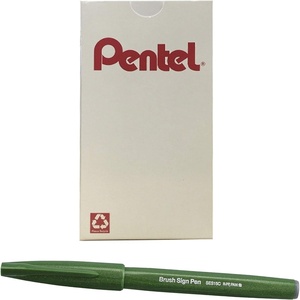 image:imagePentel Arts Sign Pen Touch Fude Brush Tip Blue Ink Box of 12 SES15CCOlive Green