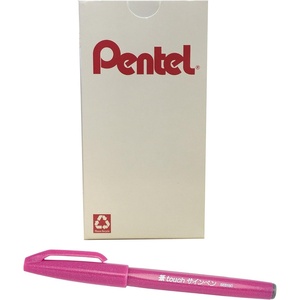 image:imagePentel Arts Sign Pen Touch Fude Brush Tip Blue Ink Box of 12 SES15CCPink