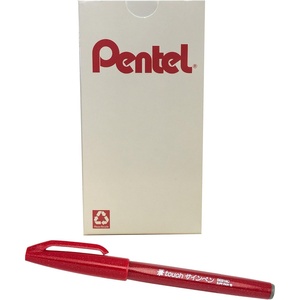 image:imagePentel Arts Sign Pen Touch Fude Brush Tip Blue Ink Box of 12 SES15CCRed
