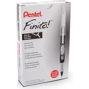 image:imagePentel Finito Porous Point Pen Extra Fine Point Tip Black Ink Box of 12 SD98A