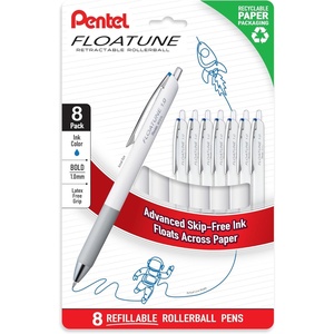 image:imagePentel Floatune Retractable Rollerball 10mm Bold Point Blue Ink 8pk BY210PF8C