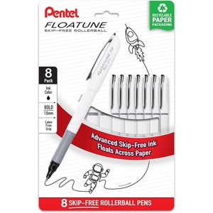 image:imagePentel Floatune Rollerball Pen 10mm Bold Point Black Ink Pack of 8 BY110PF8A