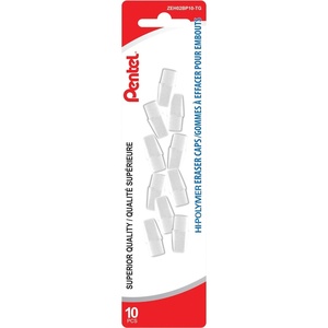 image:imagePentel HiPolymer White Cap Erasers Pack of 10 ZEH02BP1010 Count Pack of 1