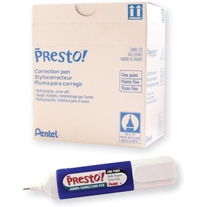 image:imagePentel Presto Jumbo Correction Pen Fine Point Metal Tip Box of 12 ZL31W1 Count Pack of 12