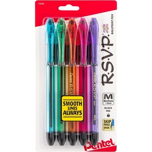 image:imagePentel RSVP RazzleDazzle Ballpoint Pen 10mm Medium Line Black Ink Pack of 5 BK91RDBP5MMulticolor