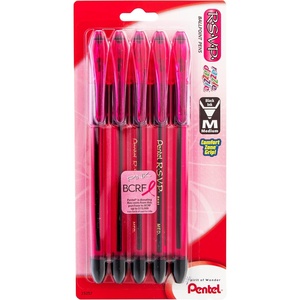 image:imagePentel RSVP RazzleDazzle Ballpoint Pen 10mm Medium Line Black Ink Pack of 5 BK91RDBP5MPink