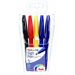 image:imagePentel Sign Pen FiberTipped Pen Red Ink Box of 12 S520BAssorted
