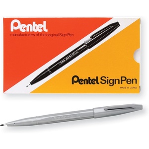 image:imagePentel Sign Pen FiberTipped Pen Red Ink Box of 12 S520BGray