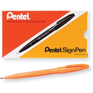 image:imagePentel Sign Pen FiberTipped Pen Red Ink Box of 12 S520BOrange