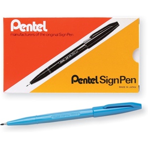 image:imagePentel Sign Pen FiberTipped Pen Red Ink Box of 12 S520BSky Blue