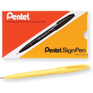 image:imagePentel Sign Pen FiberTipped Pen Red Ink Box of 12 S520BYellow