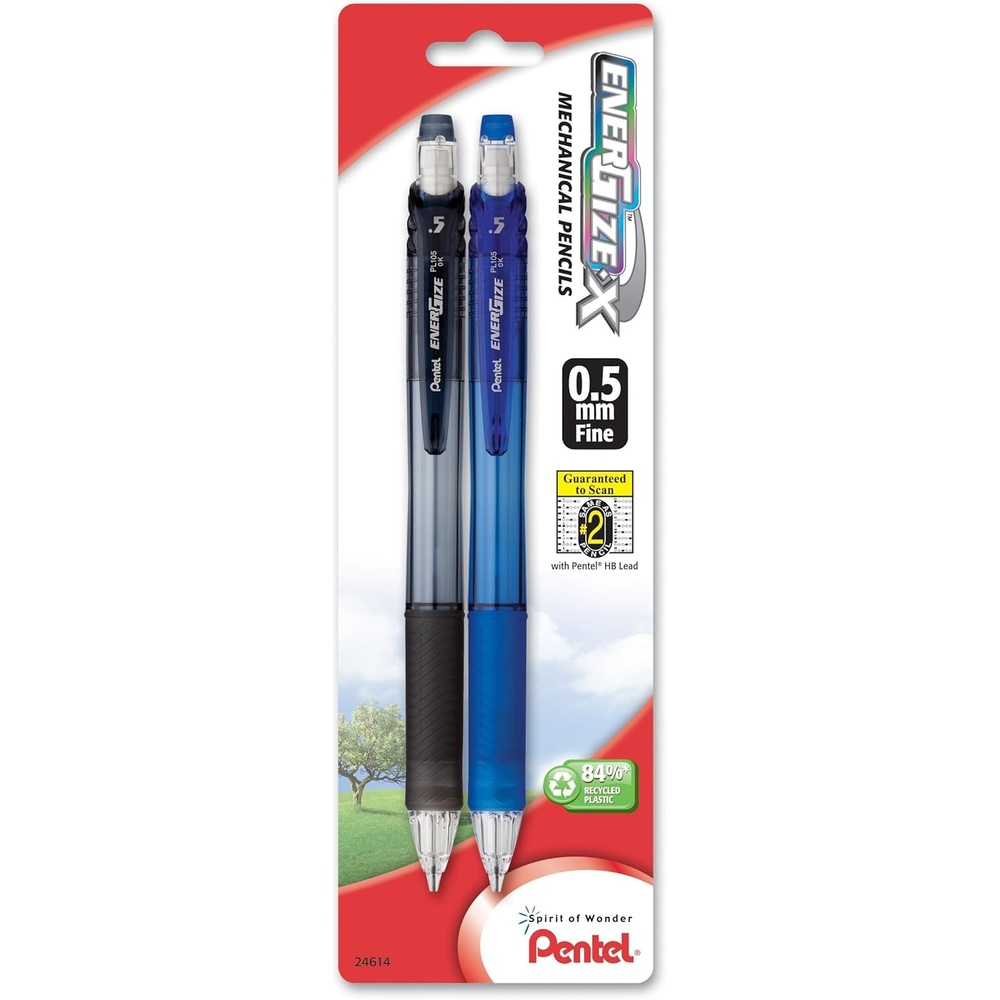 image:imagePentel EnerGizex Mechanical Pencil 05mm Assorted Barrel Colors Pack of 2 PL105BP2MAssorted
