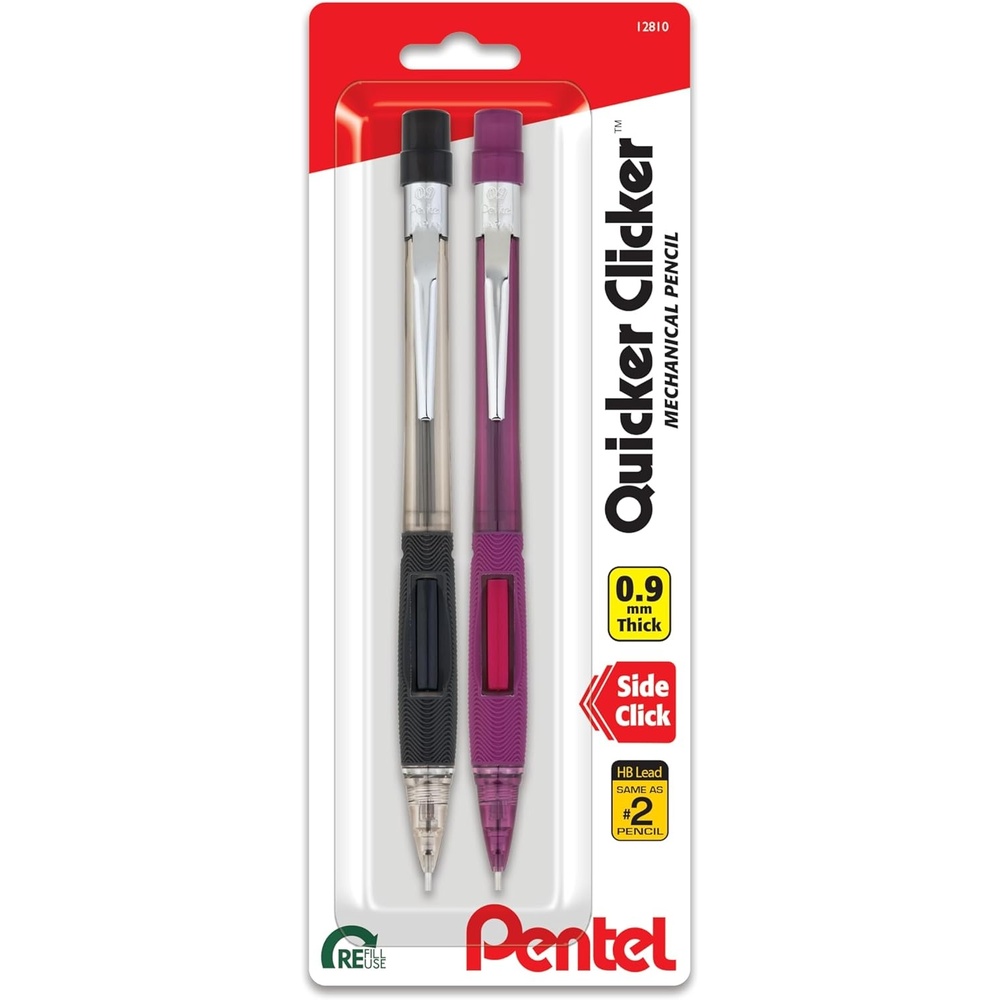 image:imagePentel Quicker Clicker Automatic Pencil 09mm Assorted Barrel Colors Color May Vary 2 Pack PD349BP2K6 red