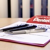 image:imagePentel Glidewrite Signature Ballpoint Pen Pearl White Barrel 10mm Medium Line Blue Ink 12 Pens BX930WCViolet