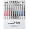 image:imagePentel Gel Ink Ballpoint Pen EnerGel Infree 05mm Clear Body BLN75TL10 10 Colors10 Colors