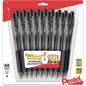 image:imagePentel 711766 Wow Retractable Ballpoint Pens Medium Point Black Ink
