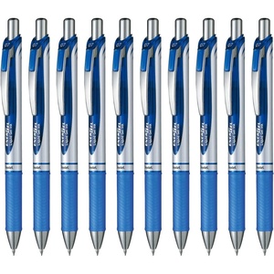image:imagePentel BL80C 10 Blue Gel Ballpoint Pen EnerGel Ink 10 Pens003 inch 07 mm  Blue Silver Shaft