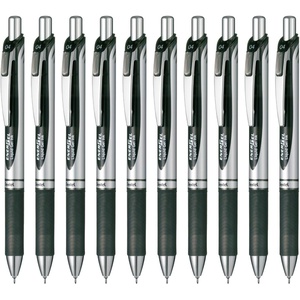 image:imagePentel EnerGel BL80A 10 Black Gel Ink Ballpoint Pen 10 Count002 inch 04 mm Black Silver Shaft