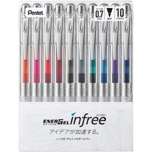 image:imagePentel EnerGel Ink Ballpoint Pen EnerGel Infree 07mm ball 10 Color Set BL77TL10