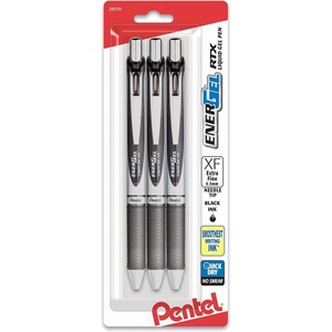 image:imagePentel EnerGel RTX Retractable Liquid Gel Pen 03mm Extra Fine Line Needle Tip Black Ink Pack of 3 BLN73BP3ABlack