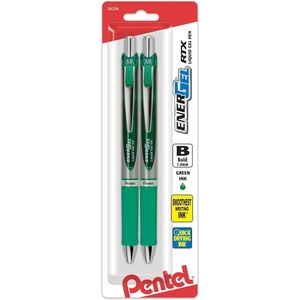 image:imagePentel EnerGel RTX Retractable Liquid Gel Pen Bold Line Metal Tip Red Ink 2Pack BL80BP2BGreen