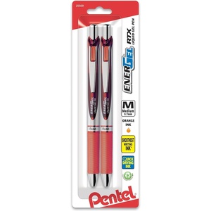 image:imagePentel EnerGel RTX Retractable Liquid Gel Pen Bold Line Metal Tip Red Ink 2Pack BL80BP2BOrange