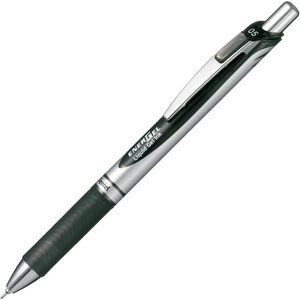image:imagePentel Energel Knock Ballpoint Pen 05mm Needle Tip Red Ink Silver Body with Red Accent BLN75ZBSiver Body with Black Accent