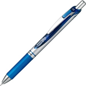 image:imagePentel Energel Knock Ballpoint Pen 05mm Needle Tip Red Ink Silver Body with Red Accent BLN75ZBSiver Body with Blue Accent