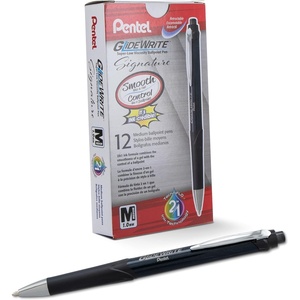 image:imagePentel Glidewrite Signature Ballpoint Pen Pearl White Barrel 10mm Medium Line Blue Ink 12 Pens BX930WCBlack