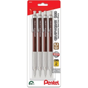image:imagePentel GraphGear 500 Mechanical Drafting Pencil 07mm Medium Line Blue Barrel Pack of 4 PG527BP4C