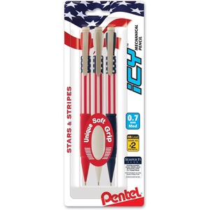 image:imagePentel Icy Mechanical Pencil 07mm Medium Line Flag Barrel Assorted Grips BCW Clear Dozen Box1 Count Pack of 3