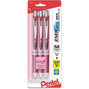 image:imagePentel Pink BCA EnerGel Retractable Liquid Gel Pen 07mm Medium Line Metal Tip Pink Barrel Black Ink Pack of 3 BL77PBP3ABC3 Count Pack of 1